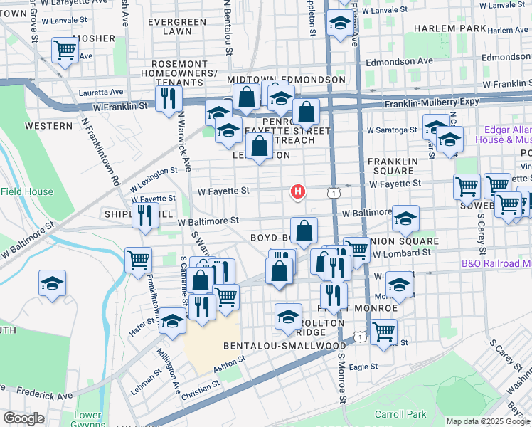 map of restaurants, bars, coffee shops, grocery stores, and more near 101 Independence Avenue Southeast in Washington