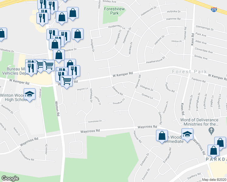 map of restaurants, bars, coffee shops, grocery stores, and more near 902 Gallatin Court in Cincinnati