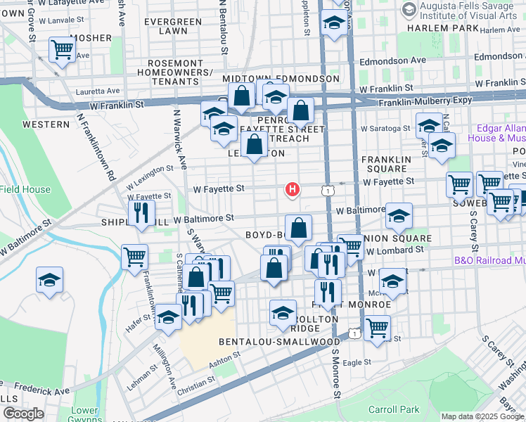 map of restaurants, bars, coffee shops, grocery stores, and more near 101 Independence Avenue Southeast in Washington