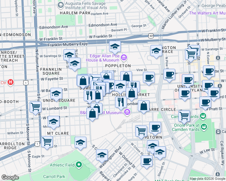 map of restaurants, bars, coffee shops, grocery stores, and more near 101 Independence Avenue Southeast in Washington
