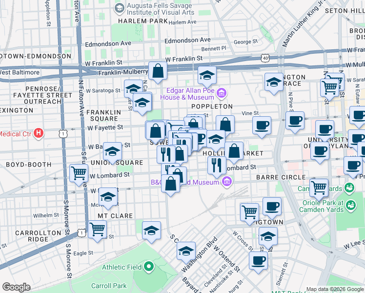 map of restaurants, bars, coffee shops, grocery stores, and more near 101 Independence Avenue Southeast in Washington