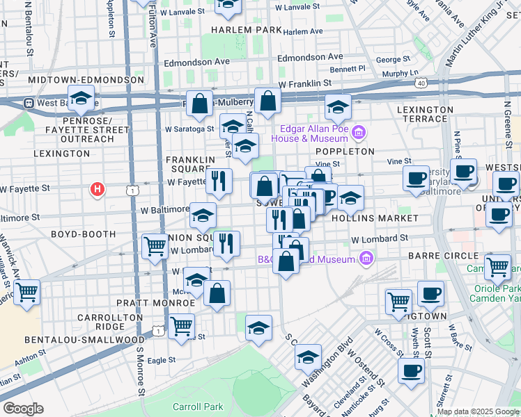 map of restaurants, bars, coffee shops, grocery stores, and more near 101 Independence Avenue Southeast in Washington