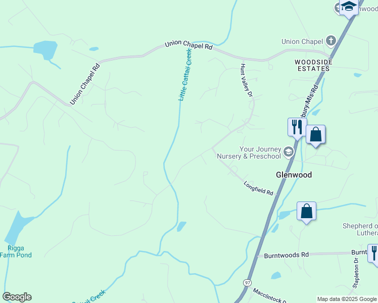map of restaurants, bars, coffee shops, grocery stores, and more near 2872 Hunt Valley Drive in Glenwood