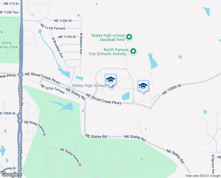 map of restaurants, bars, coffee shops, grocery stores, and more near 2800 Northeast Shoal Creek Parkway in Kansas City
