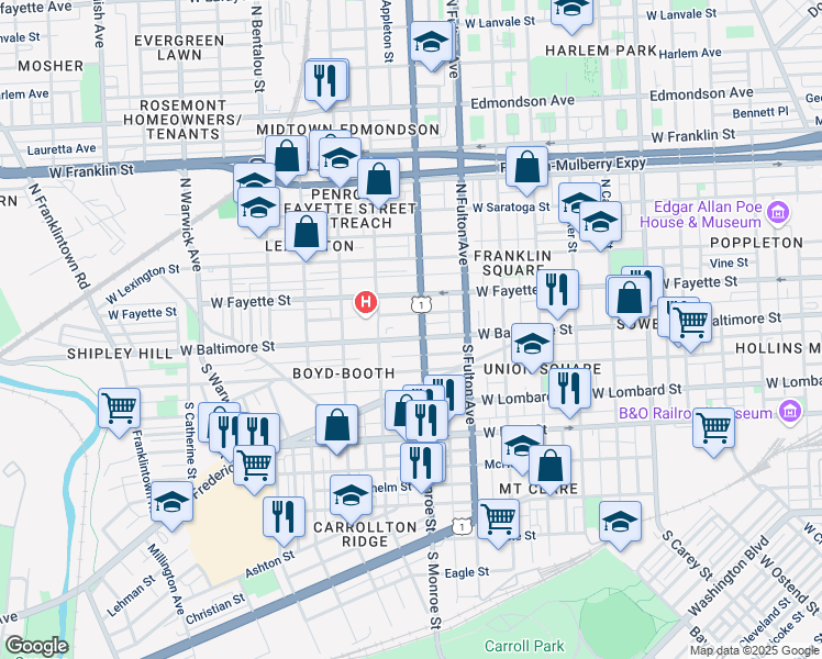 map of restaurants, bars, coffee shops, grocery stores, and more near 101 Independence Avenue Southeast in Washington
