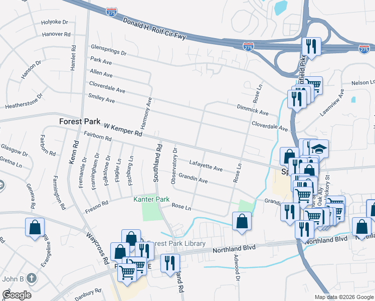 map of restaurants, bars, coffee shops, grocery stores, and more near 582 Lafayette Avenue in Cincinnati