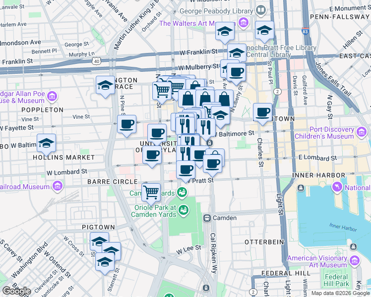map of restaurants, bars, coffee shops, grocery stores, and more near 101 Independence Avenue Southeast in Washington