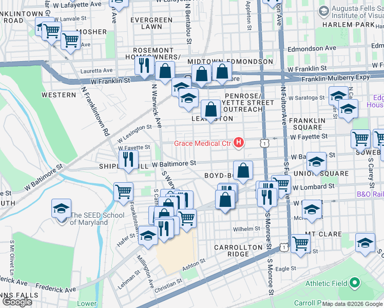 map of restaurants, bars, coffee shops, grocery stores, and more near 101 Independence Avenue Southeast in Washington