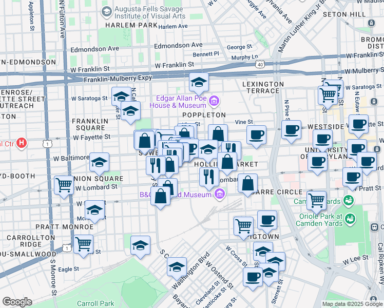 map of restaurants, bars, coffee shops, grocery stores, and more near 101 Independence Avenue Southeast in Washington