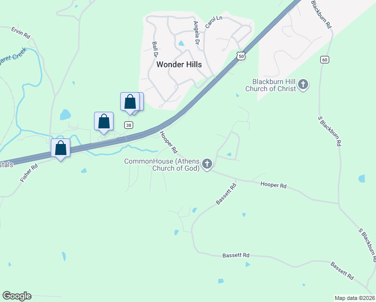 map of restaurants, bars, coffee shops, grocery stores, and more near 9305 Hooper Road in Athens