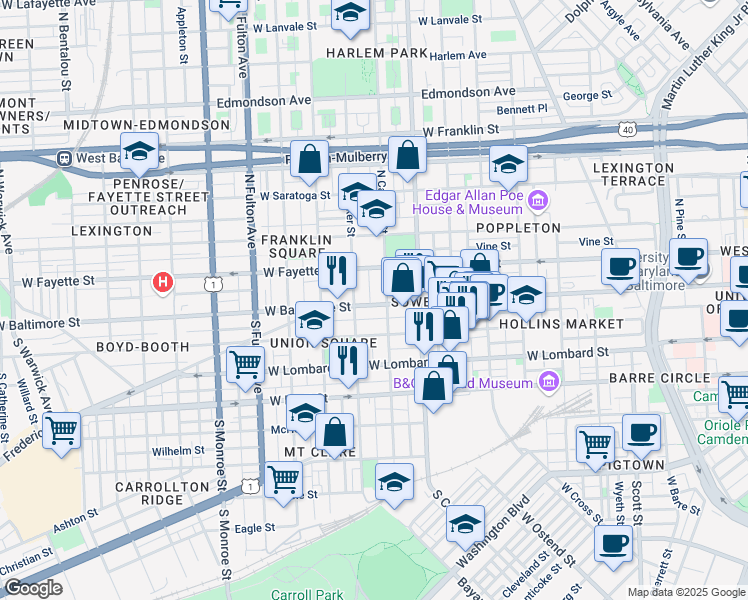 map of restaurants, bars, coffee shops, grocery stores, and more near 101 Independence Avenue Southeast in Washington