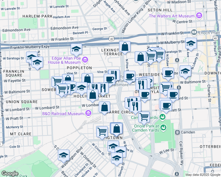 map of restaurants, bars, coffee shops, grocery stores, and more near 101 Independence Avenue Southeast in Washington