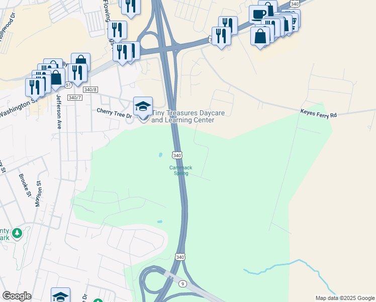 map of restaurants, bars, coffee shops, grocery stores, and more near 223 Olympus Rd in Charles Town