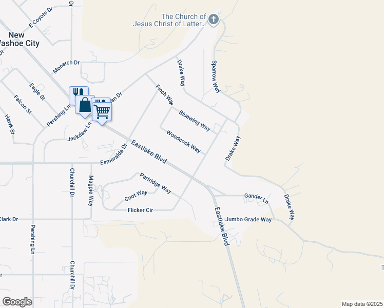 map of restaurants, bars, coffee shops, grocery stores, and more near 4095 Woodcock Way in Carson City