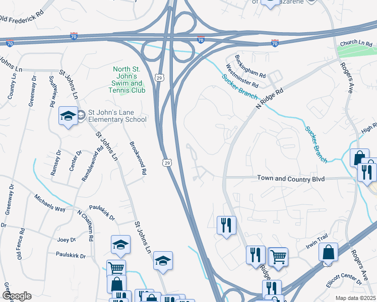 map of restaurants, bars, coffee shops, grocery stores, and more near 8559 Coltrane Court in Ellicott City