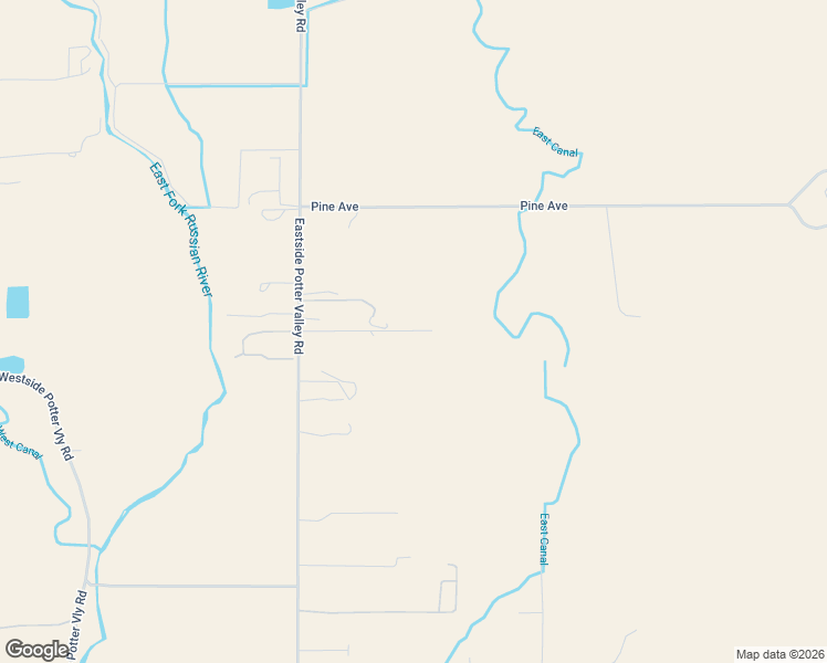 map of restaurants, bars, coffee shops, grocery stores, and more near 9771 East Road in Redwood Valley