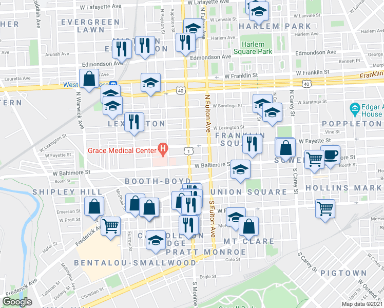 map of restaurants, bars, coffee shops, grocery stores, and more near 101 Independence Avenue Southeast in Washington
