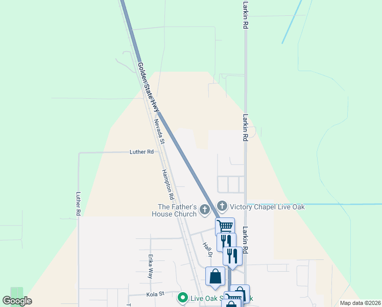 map of restaurants, bars, coffee shops, grocery stores, and more near 10863 California 99 in Live Oak