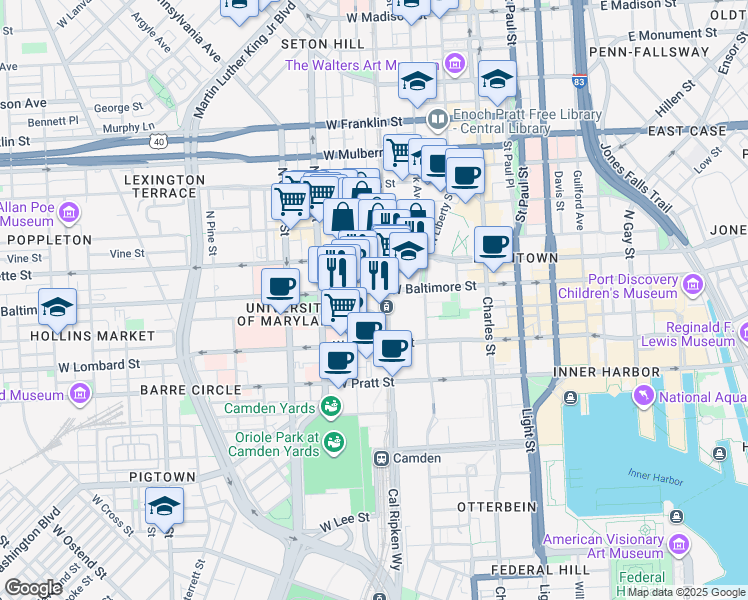 map of restaurants, bars, coffee shops, grocery stores, and more near 101 Independence Avenue Southeast in Washington