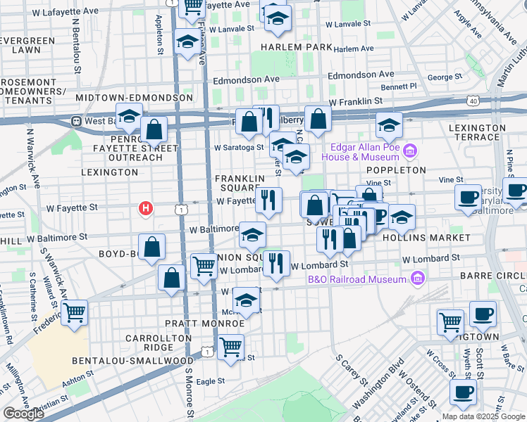 map of restaurants, bars, coffee shops, grocery stores, and more near 101 Independence Avenue Southeast in Washington
