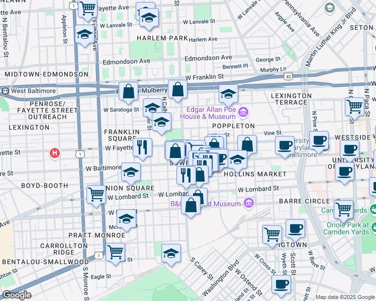 map of restaurants, bars, coffee shops, grocery stores, and more near 101 Independence Avenue Southeast in Washington