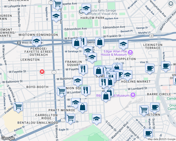 map of restaurants, bars, coffee shops, grocery stores, and more near 101 Independence Avenue Southeast in Washington