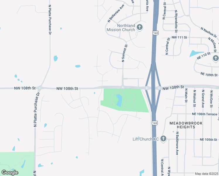 map of restaurants, bars, coffee shops, grocery stores, and more near 1101 Northwest 108th Street in Kansas City