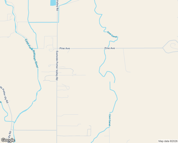 map of restaurants, bars, coffee shops, grocery stores, and more near 9771 East Road in Redwood Valley