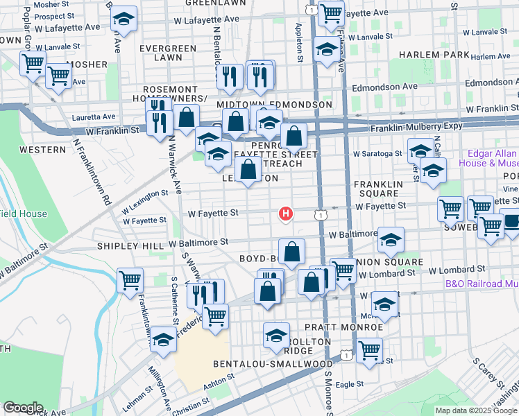 map of restaurants, bars, coffee shops, grocery stores, and more near 101 Independence Avenue Southeast in Washington
