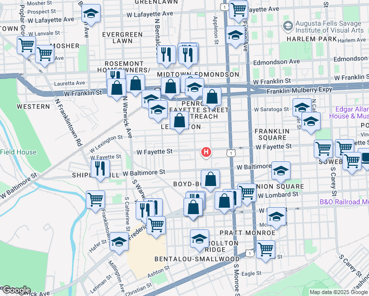 map of restaurants, bars, coffee shops, grocery stores, and more near 101 Independence Avenue Southeast in Washington