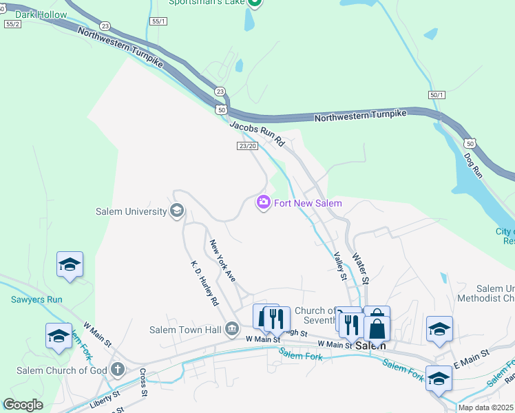 map of restaurants, bars, coffee shops, grocery stores, and more near in Salem