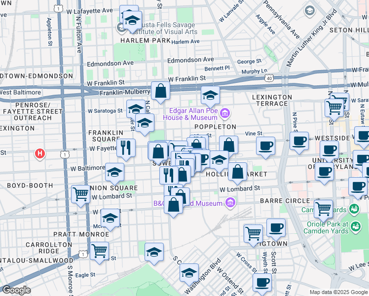 map of restaurants, bars, coffee shops, grocery stores, and more near 101 Independence Avenue Southeast in Washington