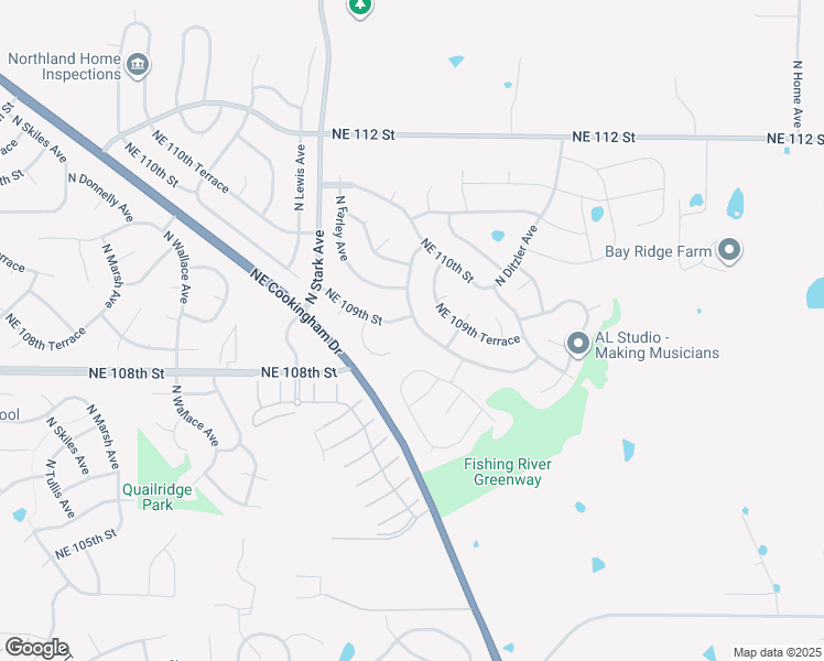 map of restaurants, bars, coffee shops, grocery stores, and more near 8923 Northeast 109th Street in Kansas City