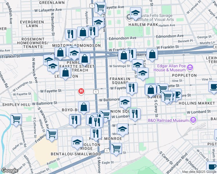map of restaurants, bars, coffee shops, grocery stores, and more near 101 Independence Avenue Southeast in Washington