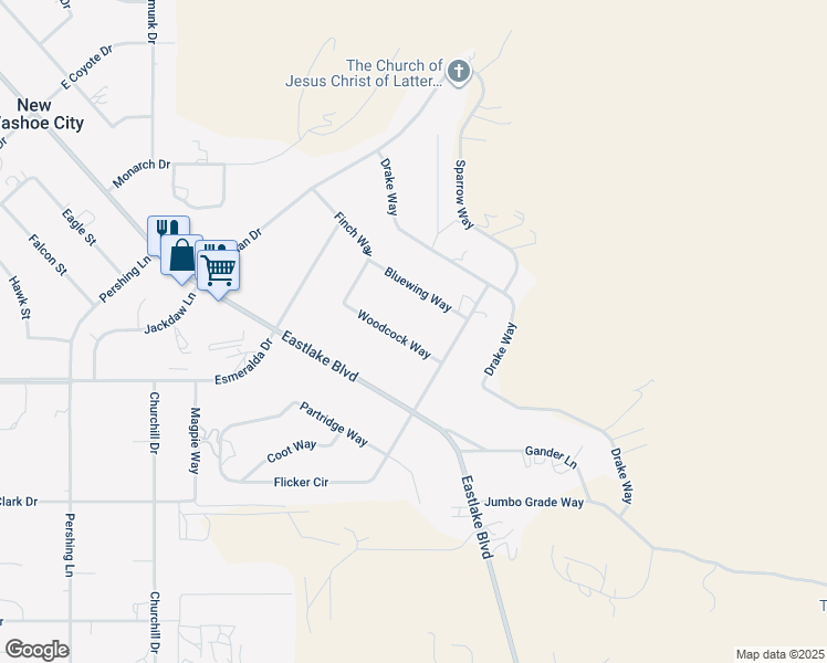 map of restaurants, bars, coffee shops, grocery stores, and more near 4095 Woodcock Way in Carson City
