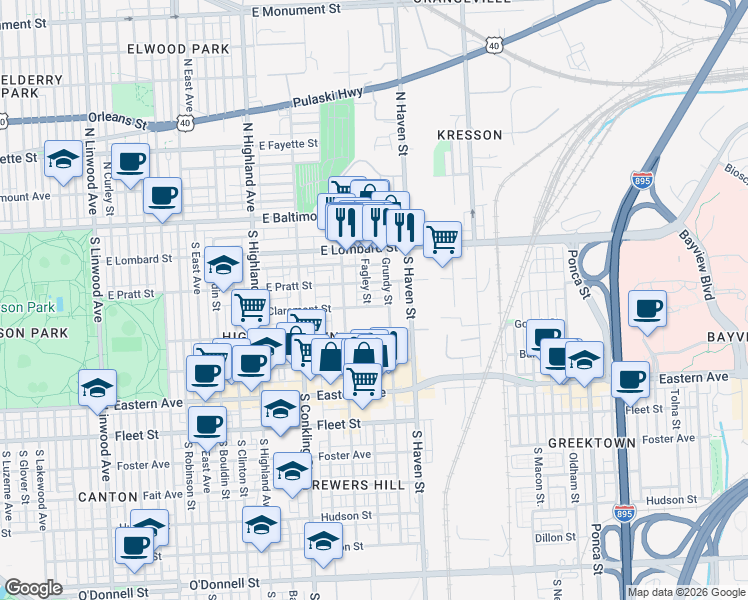 map of restaurants, bars, coffee shops, grocery stores, and more near 101 Independence Avenue Southeast in Washington