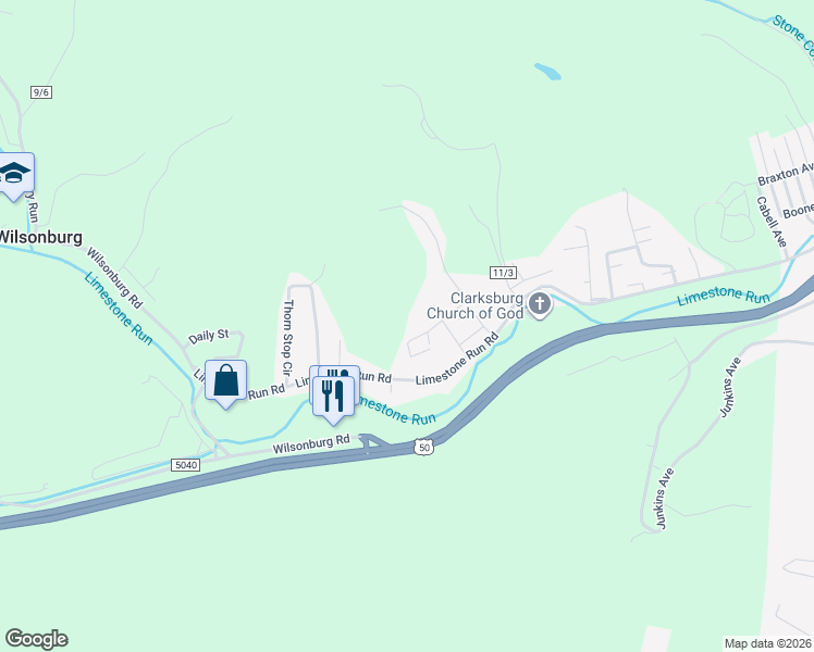 map of restaurants, bars, coffee shops, grocery stores, and more near 210 REDLEAF LANE in Clarksburg
