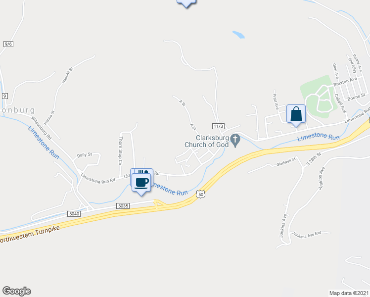 map of restaurants, bars, coffee shops, grocery stores, and more near 210 REDLEAF LANE in Clarksburg