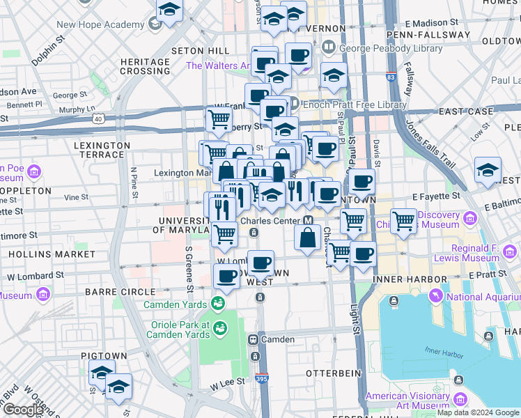 map of restaurants, bars, coffee shops, grocery stores, and more near 101 Independence Avenue Southeast in Washington