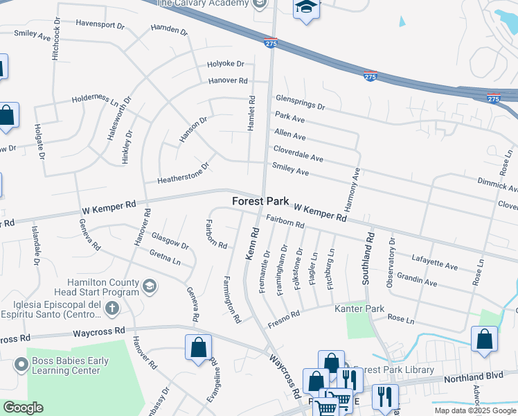 map of restaurants, bars, coffee shops, grocery stores, and more near 755 Fairborn Road in Cincinnati