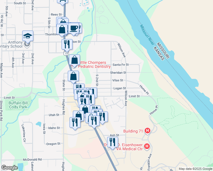 map of restaurants, bars, coffee shops, grocery stores, and more near 101 Logan Street in Leavenworth