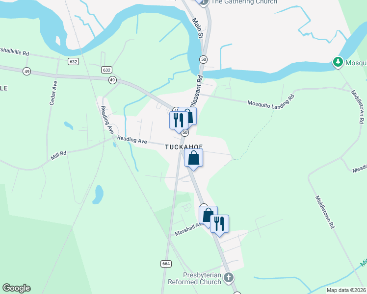 map of restaurants, bars, coffee shops, grocery stores, and more near in Upper Township