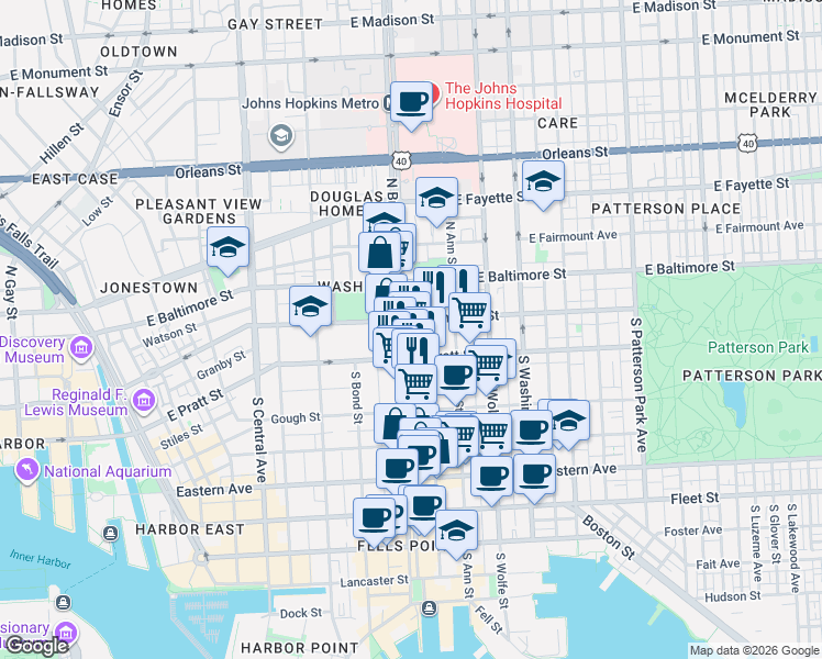 map of restaurants, bars, coffee shops, grocery stores, and more near 101 Independence Avenue Southeast in Washington