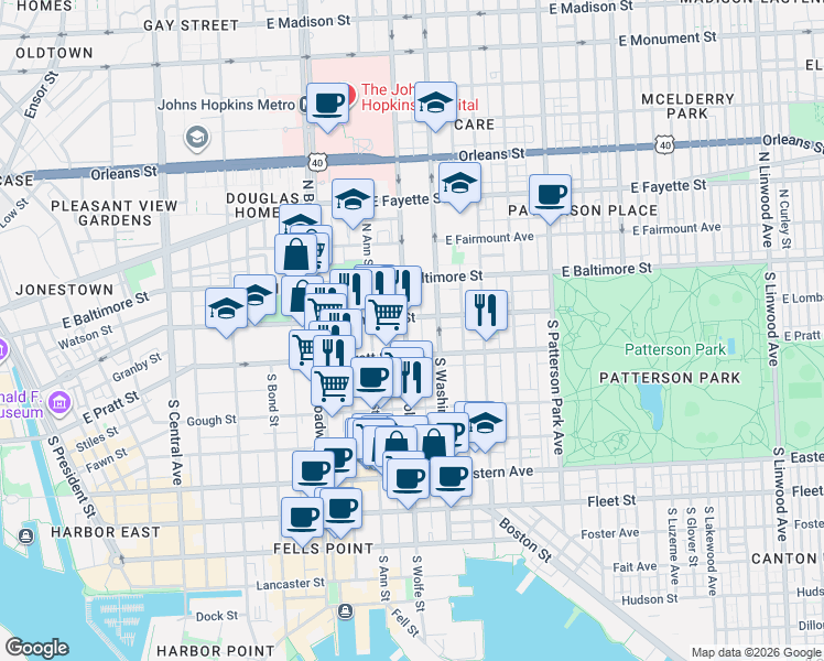 map of restaurants, bars, coffee shops, grocery stores, and more near 101 Independence Avenue Southeast in Washington