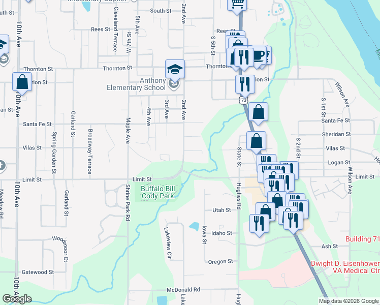 map of restaurants, bars, coffee shops, grocery stores, and more near 539 Vilas Street in Leavenworth