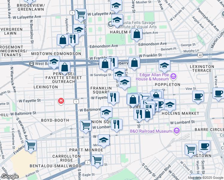 map of restaurants, bars, coffee shops, grocery stores, and more near 101 Independence Avenue Southeast in Washington