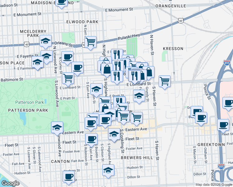 map of restaurants, bars, coffee shops, grocery stores, and more near 101 Independence Avenue Southeast in Washington