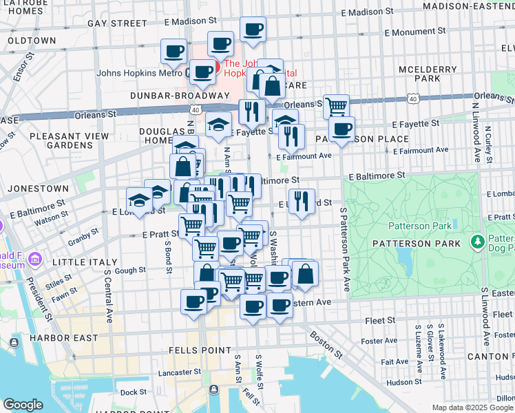 map of restaurants, bars, coffee shops, grocery stores, and more near 101 Independence Avenue Southeast in Washington