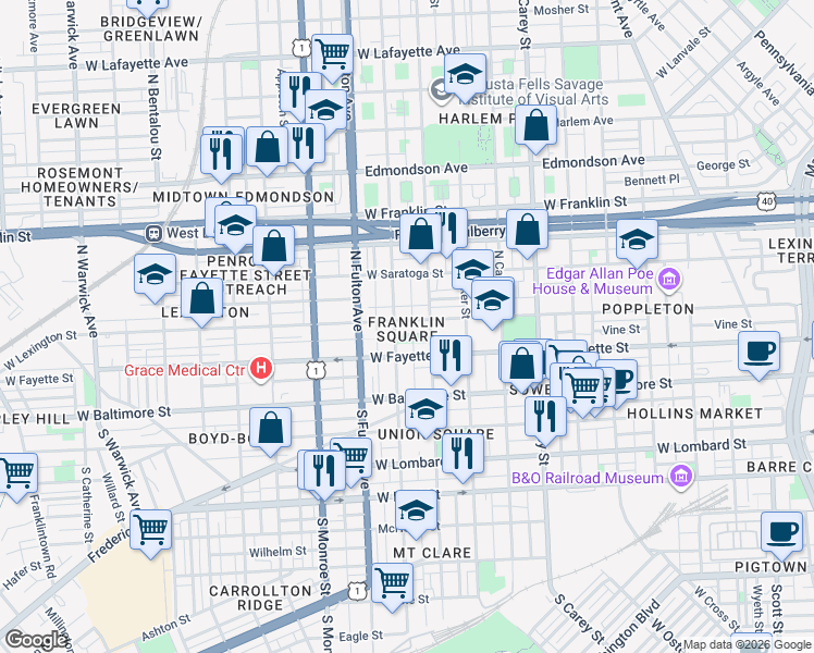 map of restaurants, bars, coffee shops, grocery stores, and more near 101 Independence Avenue Southeast in Washington