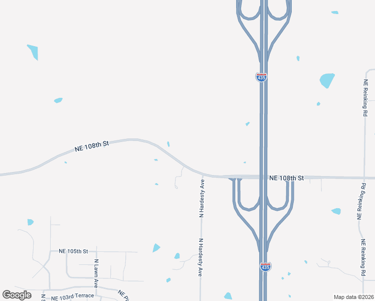 map of restaurants, bars, coffee shops, grocery stores, and more near 5251 Northeast 108th Street in Kansas City